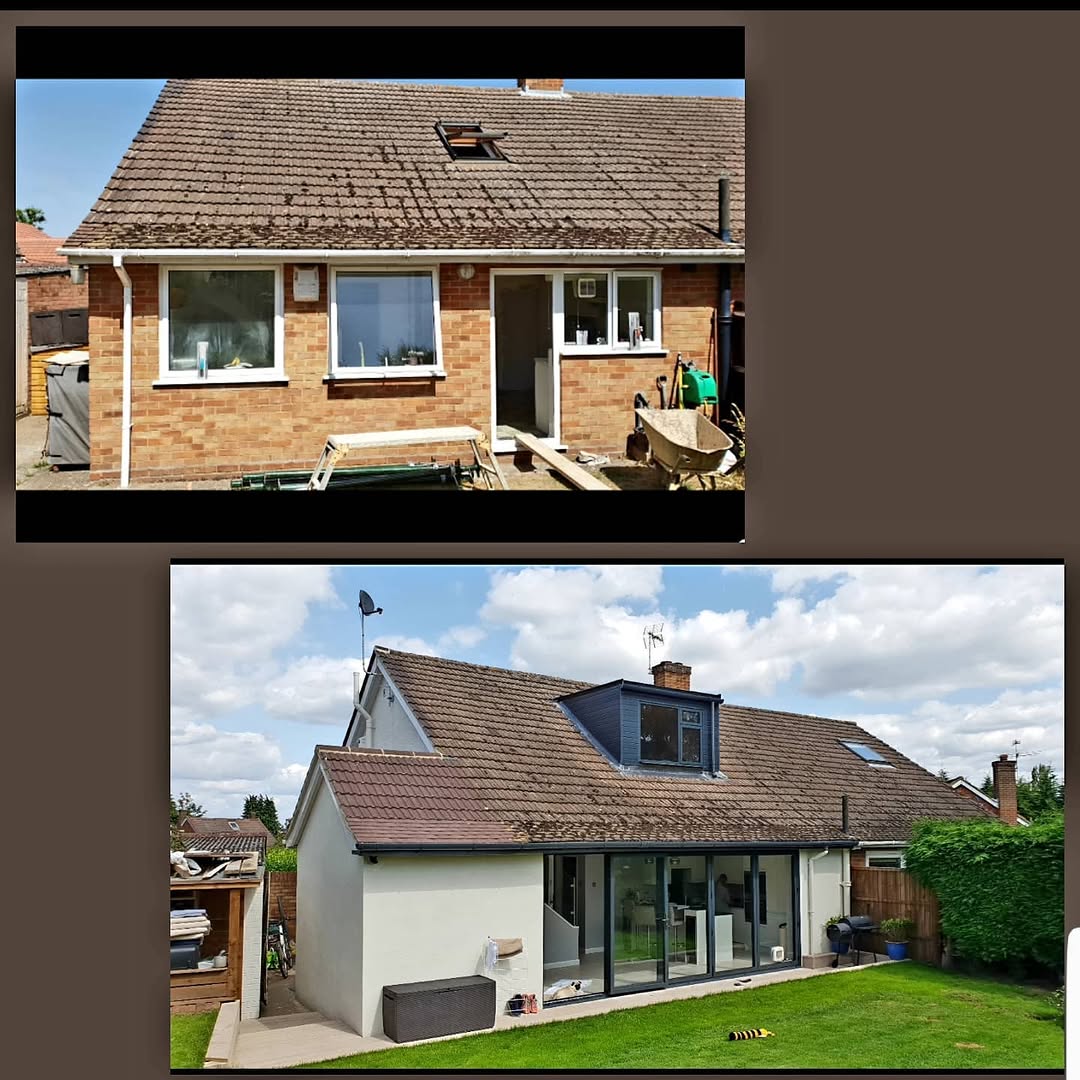 Bungalow remodel with extension, dormer window and folding doors in Surrey by ADO Builders