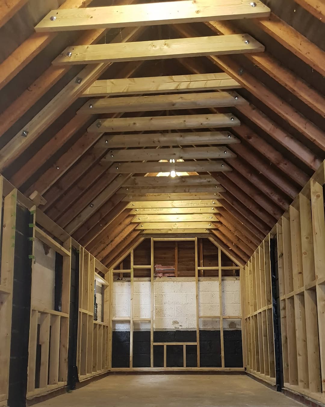 Garage to gym conversion in progress in East Horsley by ADO Builders