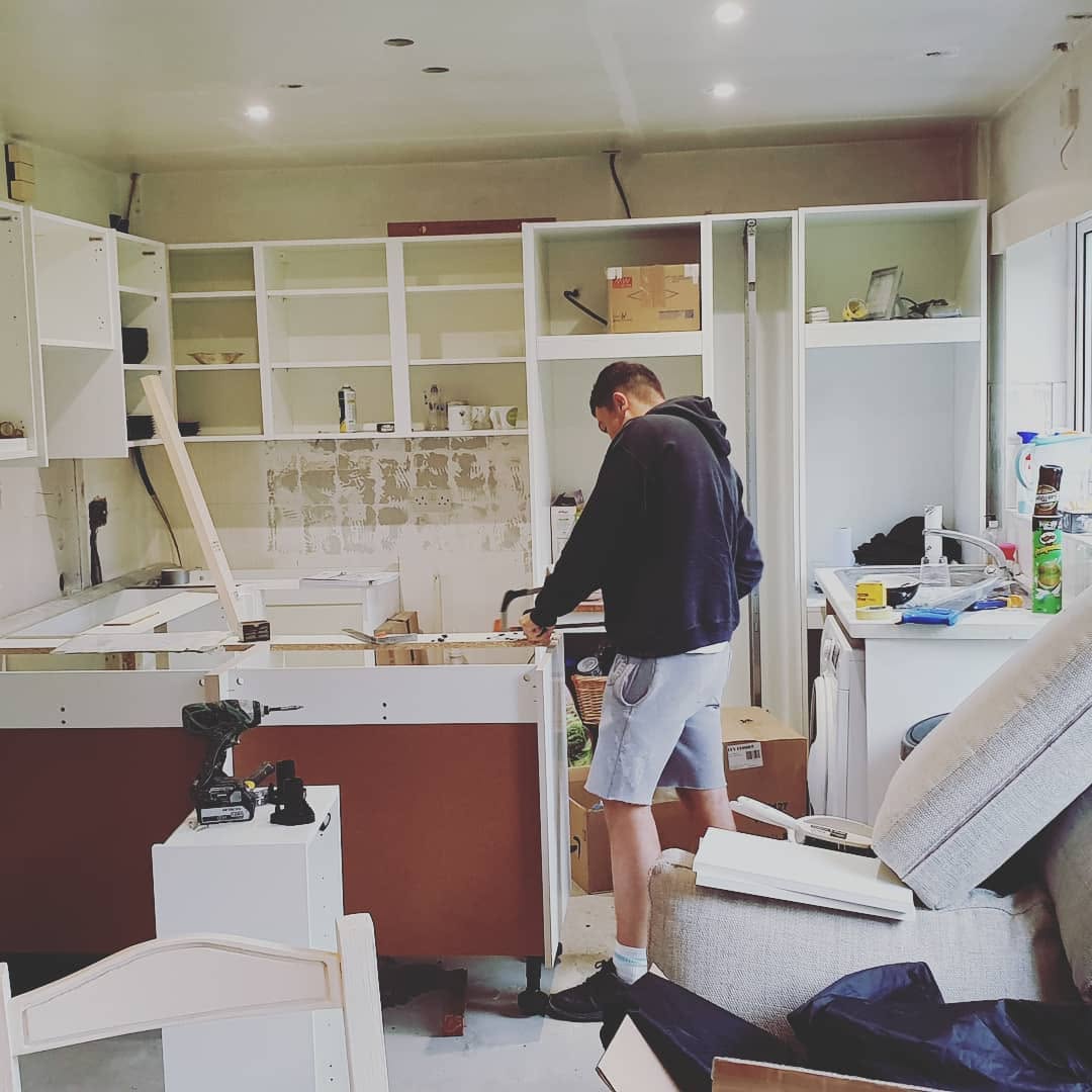 Kitchen installation under way by ADO Builders, Surrey
